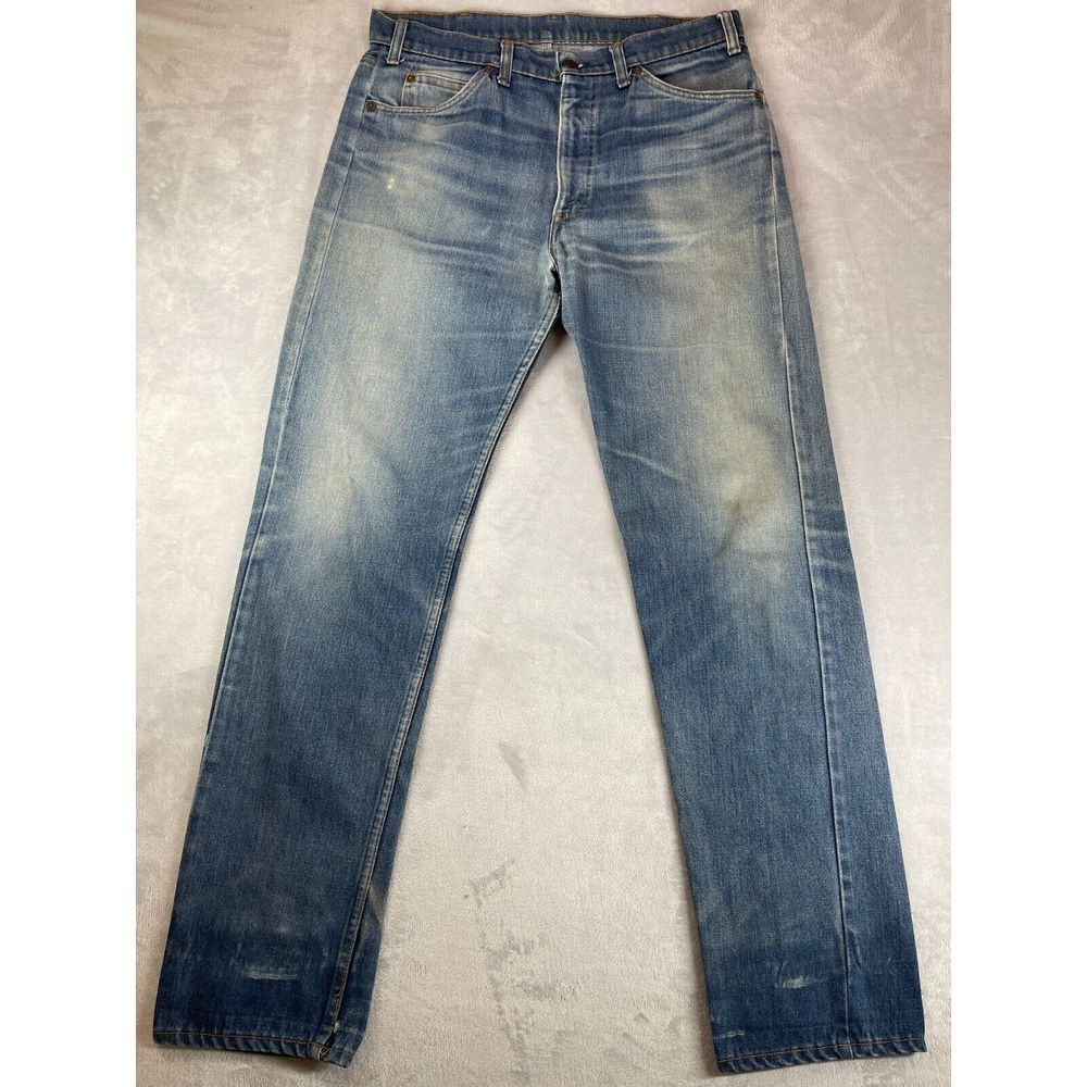 Vintage 1980 Levi's Orange Tab 505 Whiskered & Faded Jeans (USA Made) — 36x34