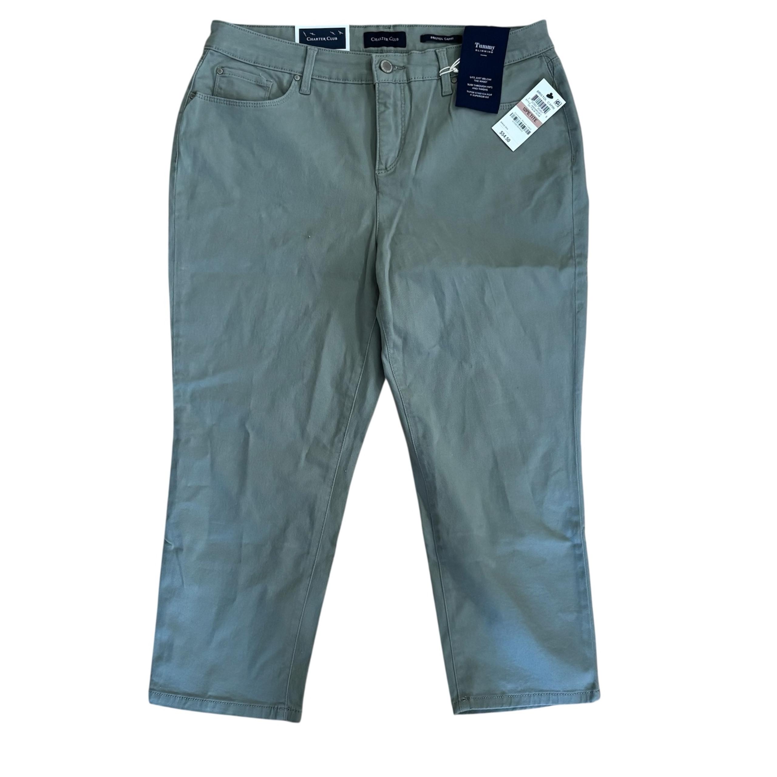 Charter Club Bristol Capri Pants Womens Size 12P Palm Olive Green New With Tag.