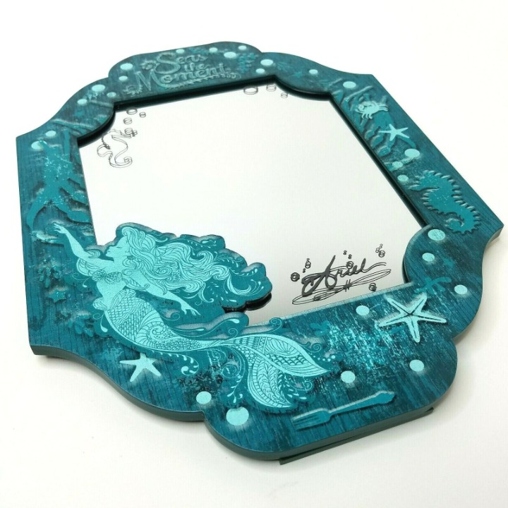 Disney Parks Little Mermaid Signed Ariel Mirror Seas The Moment Stand Hang RARE