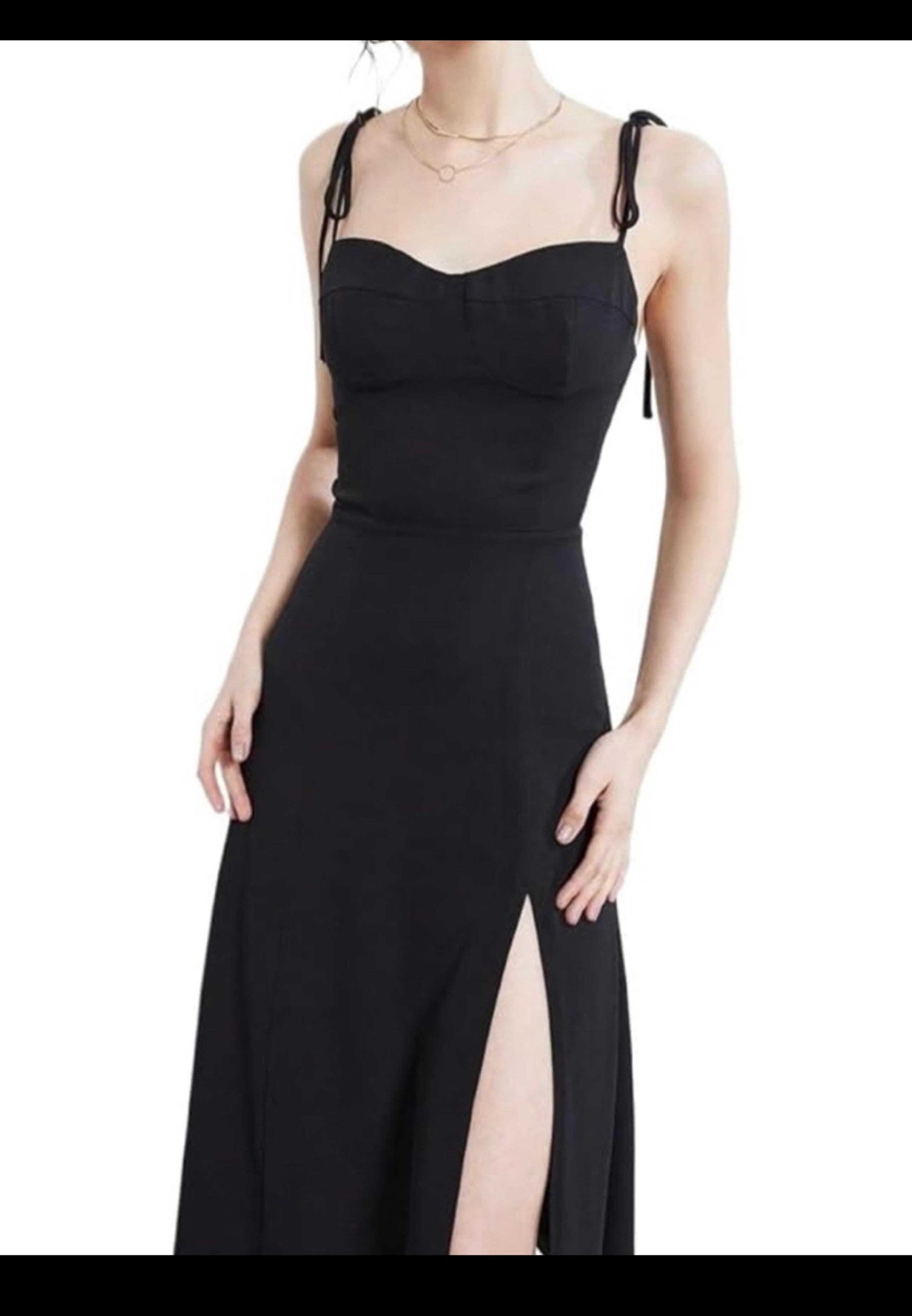 Forever21 Women's  Casual Midi Cami Dress Solid Color Slit Hem