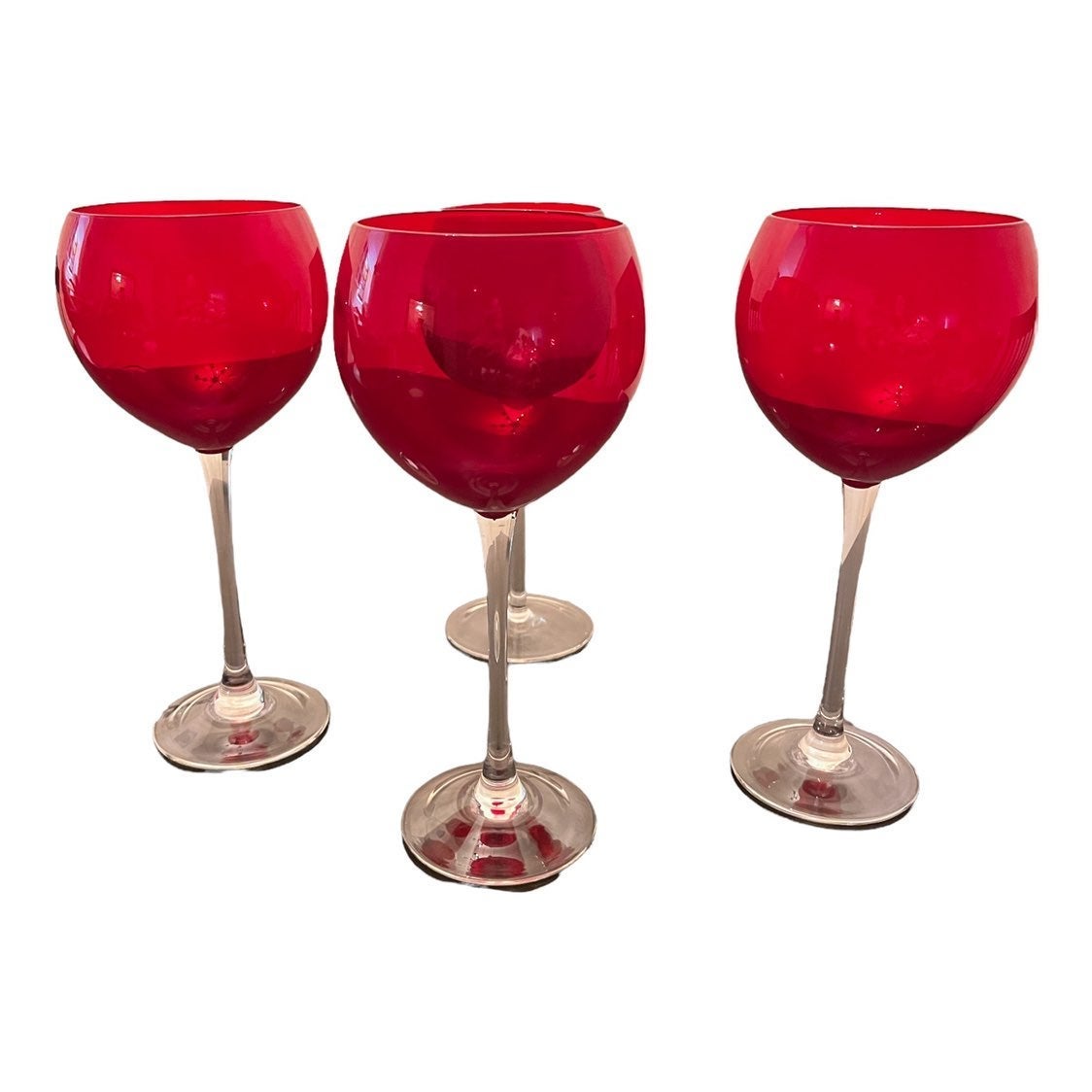 Vintage Set of Lenox Holiday Optic Red Wine Glasses