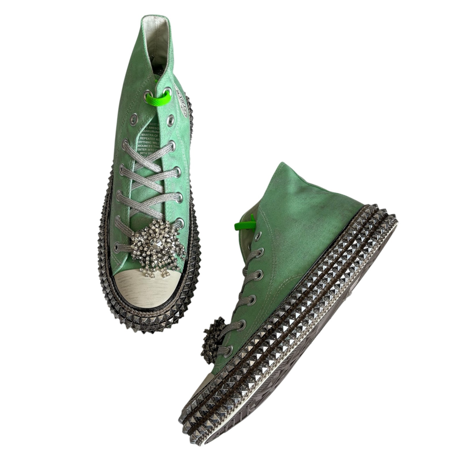 NAN-KU Couture Cruise Spring Mint Hi-Top Studded Embellished Sneakers sz 39 NEW