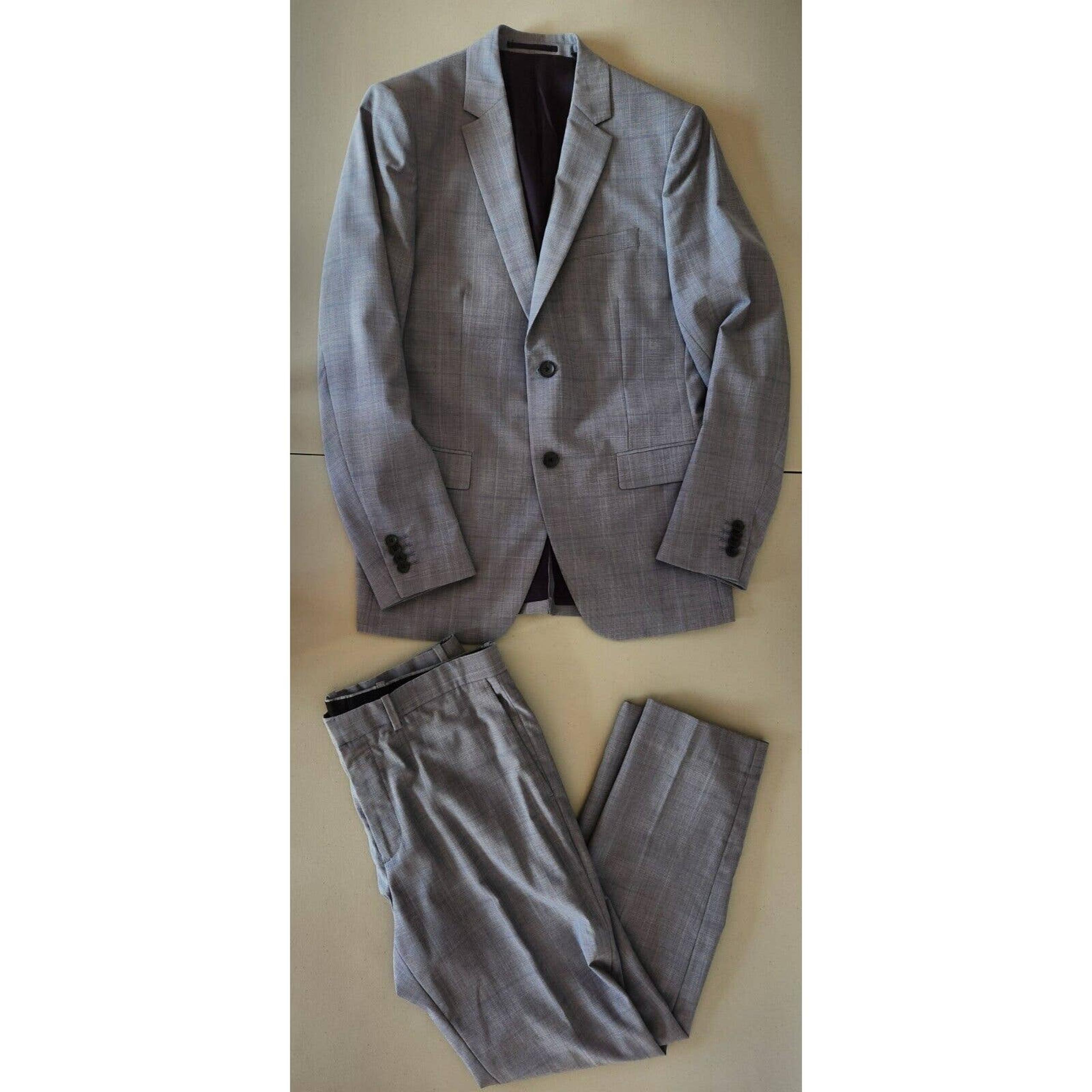 Theory Mens Two-button Check Blazer Size 38R Suits Set Pants 32 Grey Wool