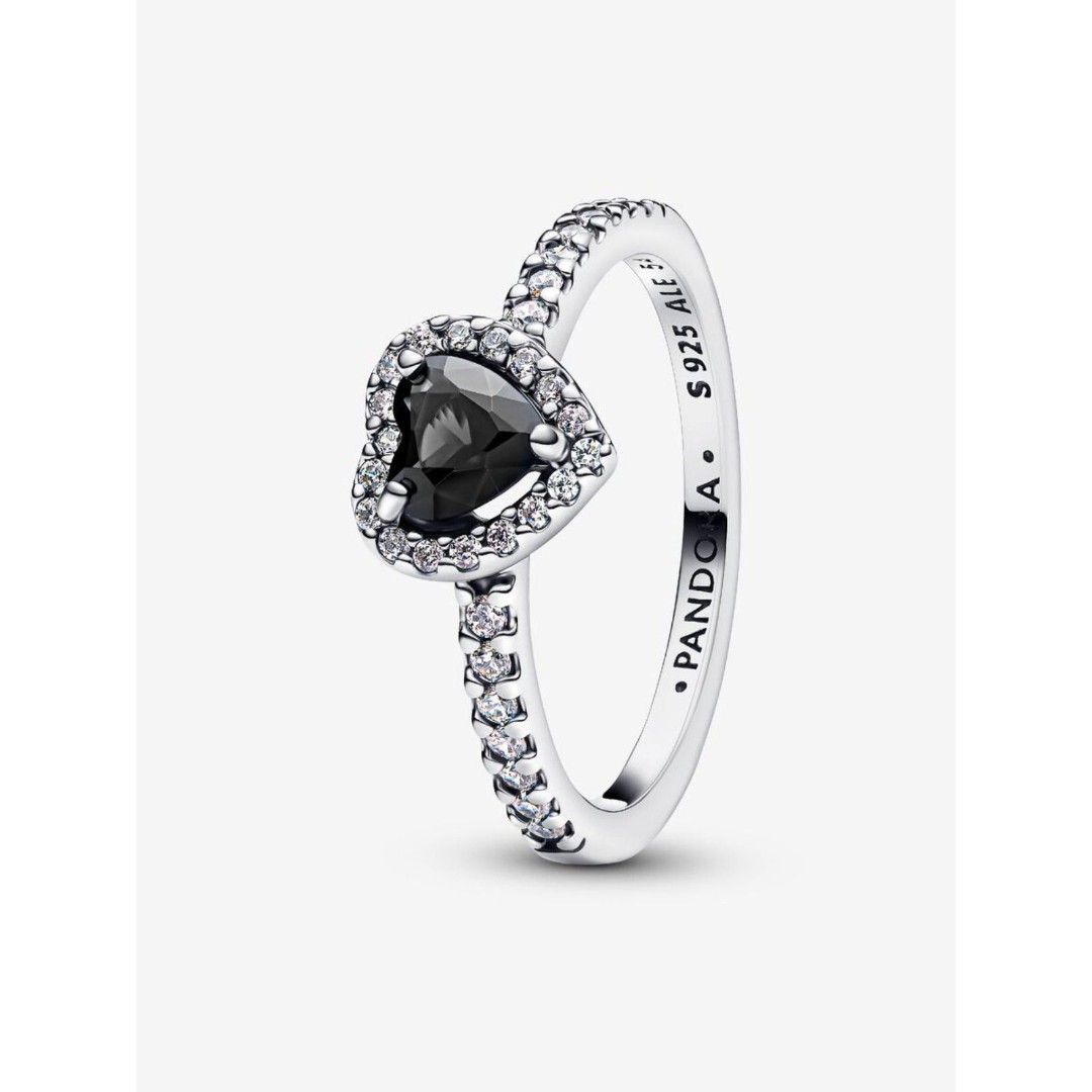 Pandora Limited Edition Elevated Black Heart Ring – Sparkling Clear Pavé Wrap