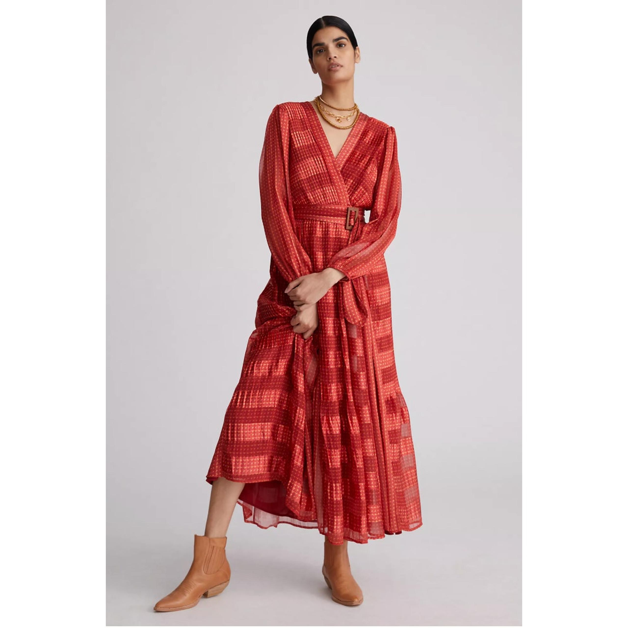 Anthropologie Let Me Be Shimmer Maxi Dress Medium Petite