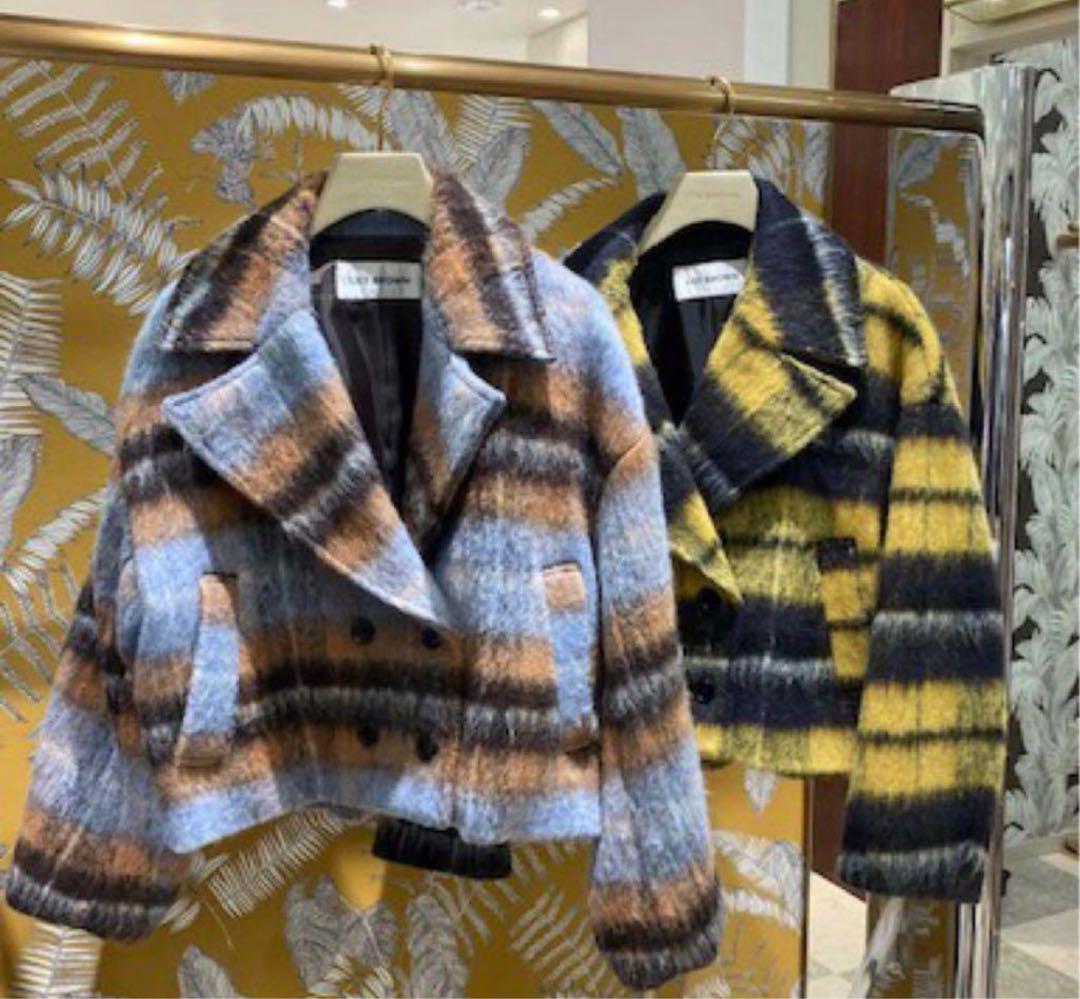 LILY BROWN Double Button Short Check Coat and Skirt Set