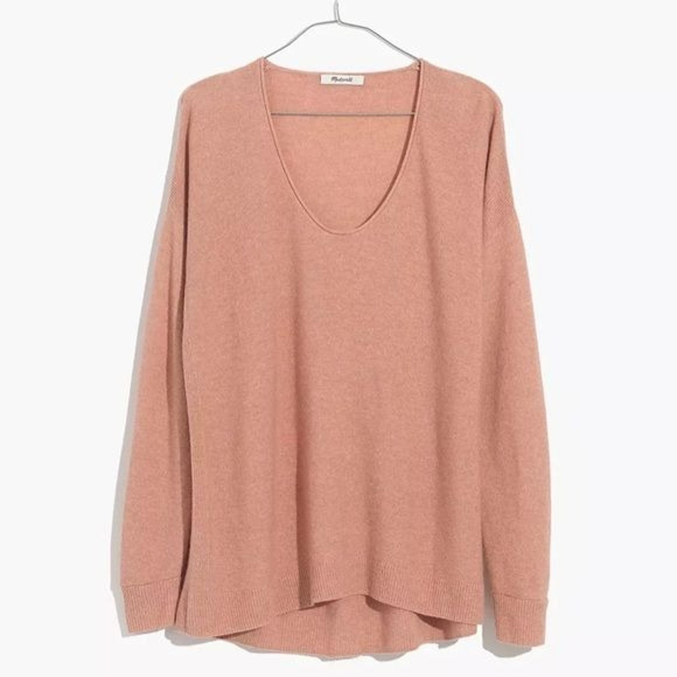 Madewell Size S Kimball Pullover Sweater  Scoop Neck Dusty Pink Wool Alpaca