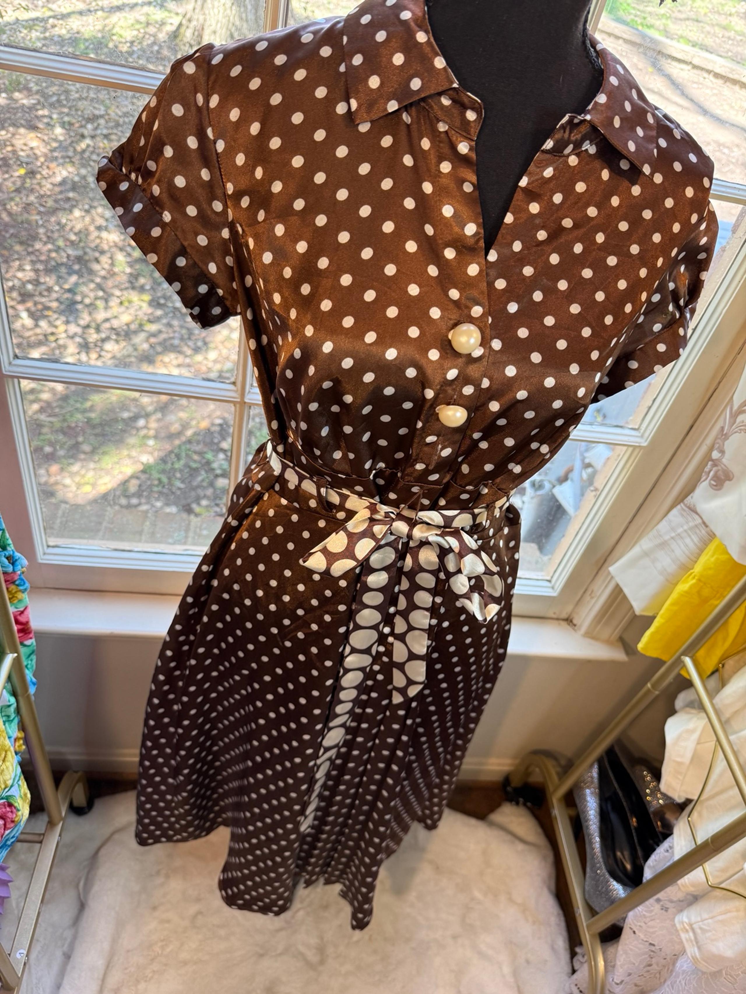 Robbie Bee Brown Polka Dot dress