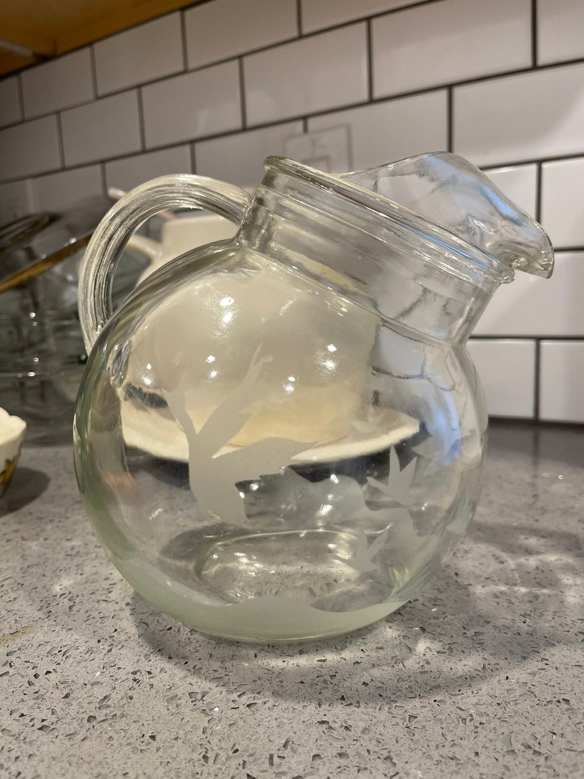 Vintage 80oz Tilted Clear Ball Pitcher
