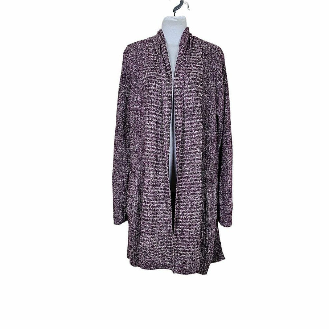 BAREFOOT DREAMS Heathered Purple Cardigan Sweater Size XL