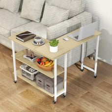 360° Rotatable Sofa Side Table L-shaped Laptop Desk Snack Table w/Shelf
