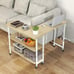360° Rotatable Sofa Side Table L-shaped Laptop Desk Snack Table w/Shelf