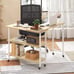 360° Rotatable Sofa Side Table L-shaped Laptop Desk Snack Table w/Shelf