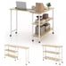 360° Rotatable Sofa Side Table L-shaped Laptop Desk Snack Table w/Shelf