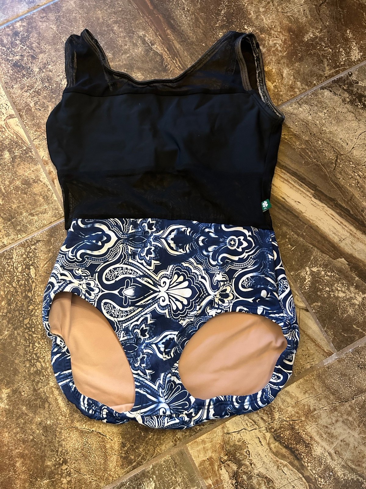Custom AXS LUCKYLEO lucky leotard extra small blue black mesh ballet Leo