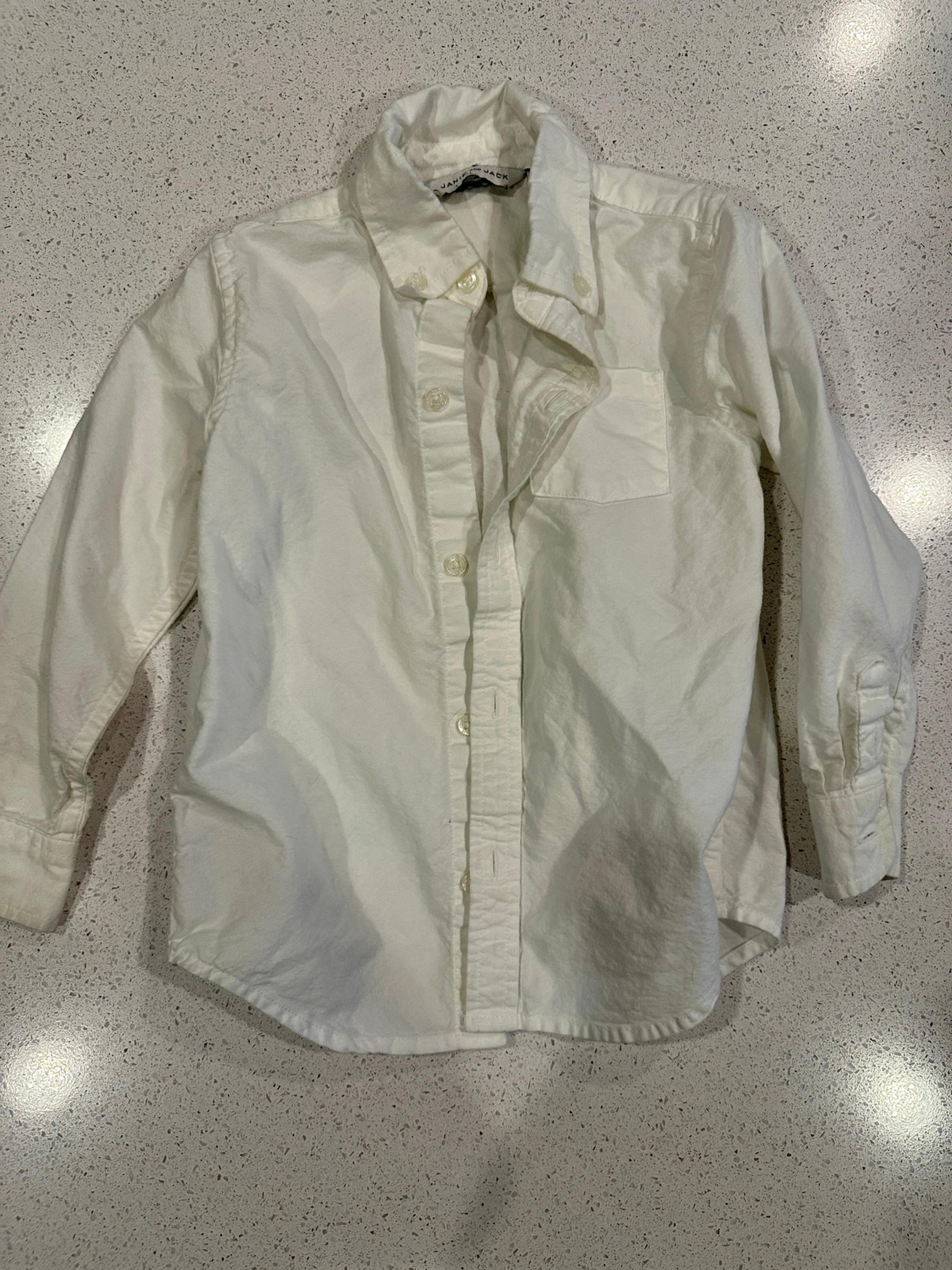 Janie and Jack boys white long sleeve button down shirt size 3