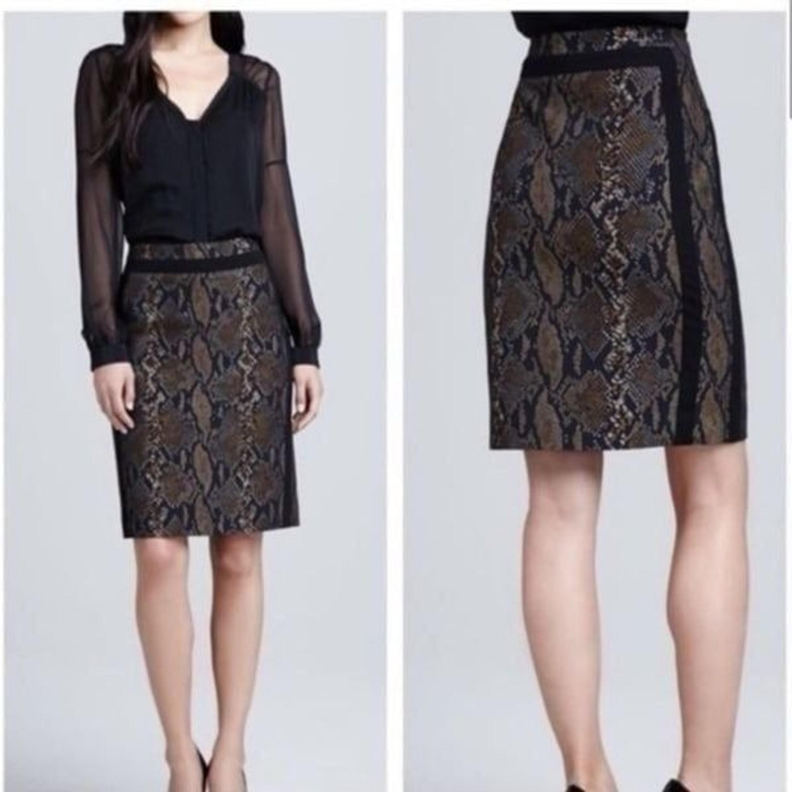 DIANE VON FURSTENBERG | Marta Python Print Black/Brown Skirt Women’s Size 4