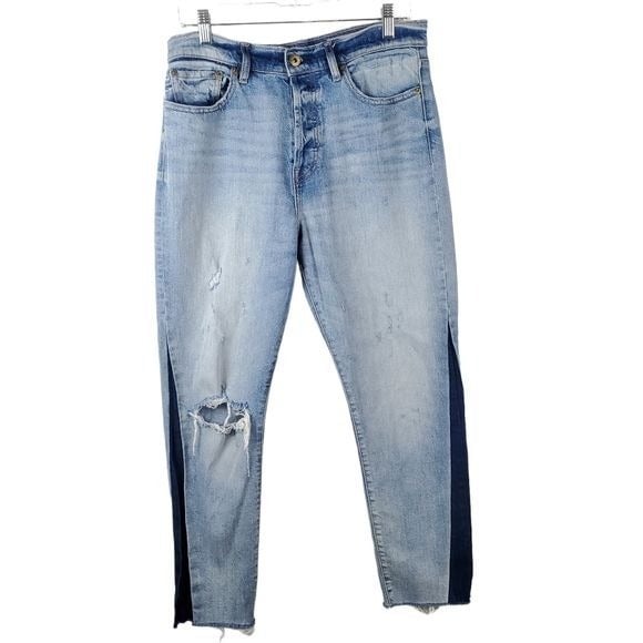 Pistola 30 Charlie Jeans Button fly high rise 2-tone Distressed Straight leg Raw