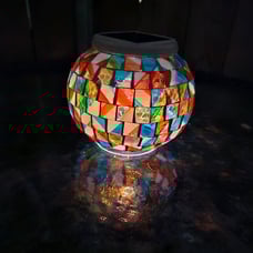 Color Changing Solar Powered Glass Mosaic Ball Led Garden Lights, Rechargeable