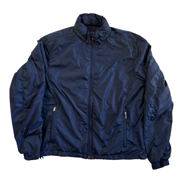 Polo Ralph Lauren Performance Jacket Mens Large Navy Nylon Hood Puff