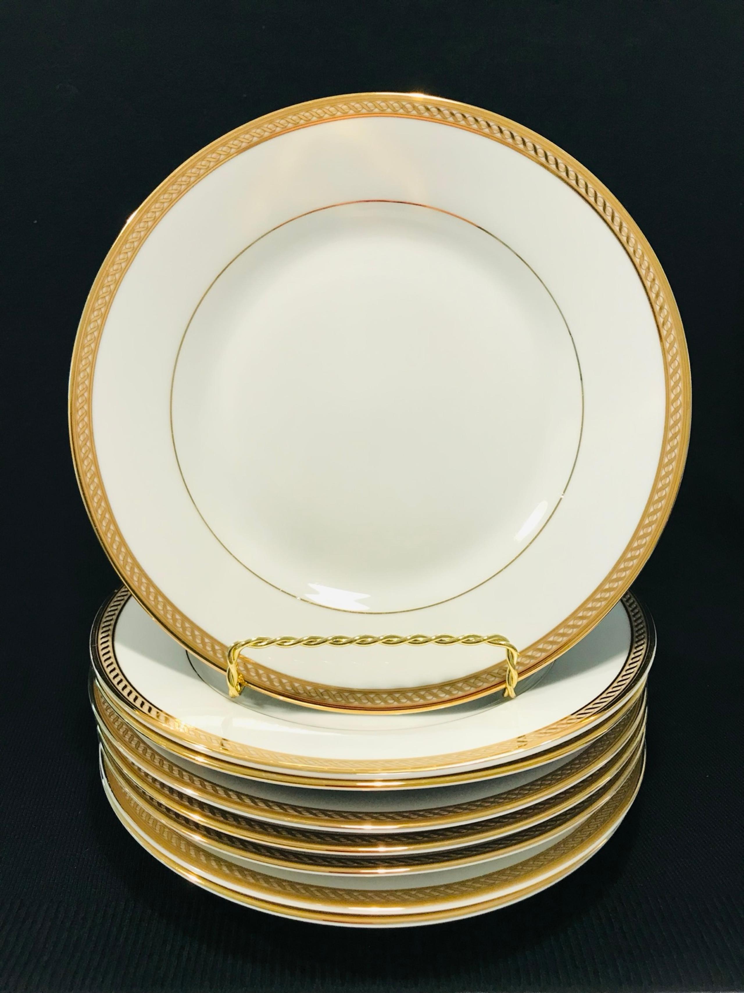Gorham Warwick Gold Set of 8 Salad/Luncheon Plates Excellent Condition 8”.