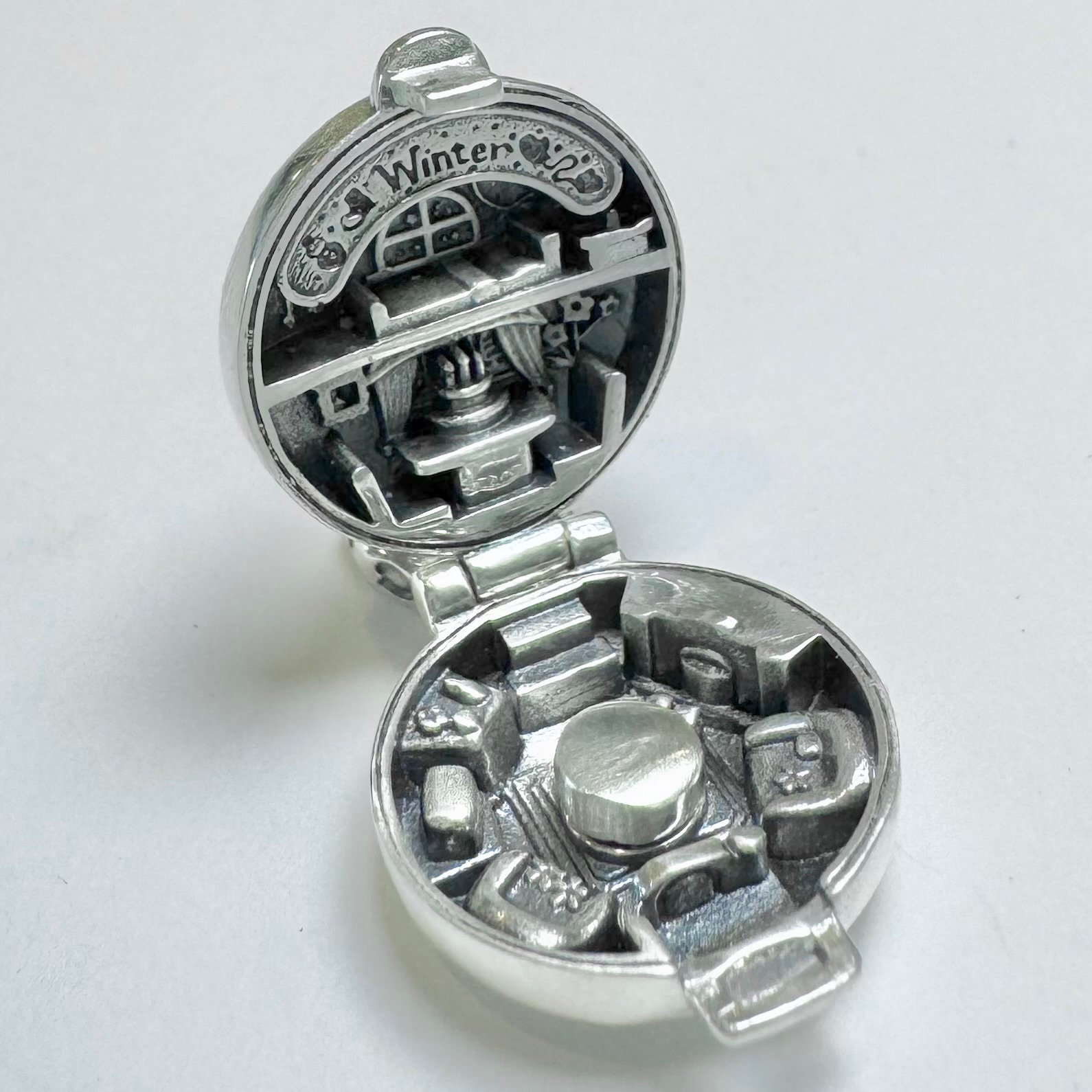 Polly angel pocket Birthstone winter birthday jewelry Sterling silver charm