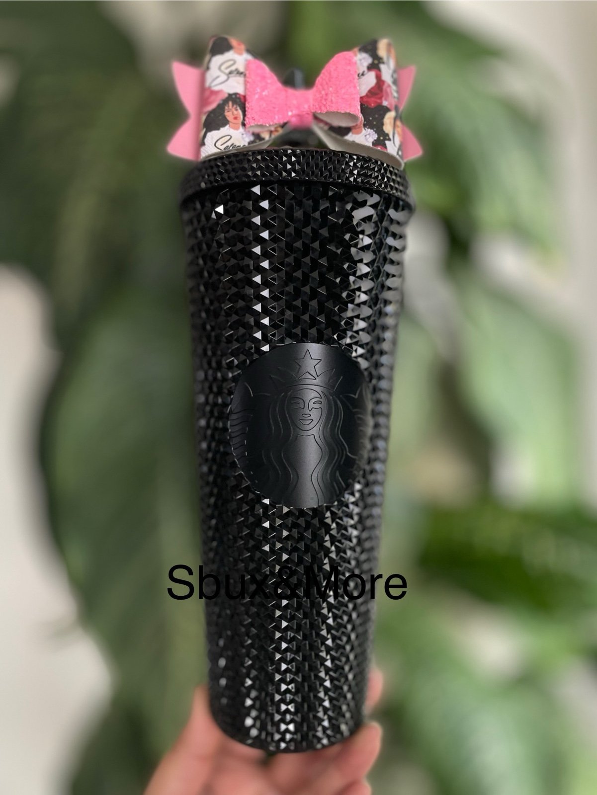 Starbucks Taiwan Black bling studded tumbler Free bow