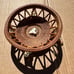 Vintage very old Alaskan Decorated Handwoven Grass Round Basket baby shark tooth