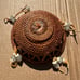 Vintage very old Alaskan Decorated Handwoven Grass Round Basket baby shark tooth