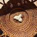 Vintage very old Alaskan Decorated Handwoven Grass Round Basket baby shark tooth