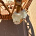 Vintage very old Alaskan Decorated Handwoven Grass Round Basket baby shark tooth