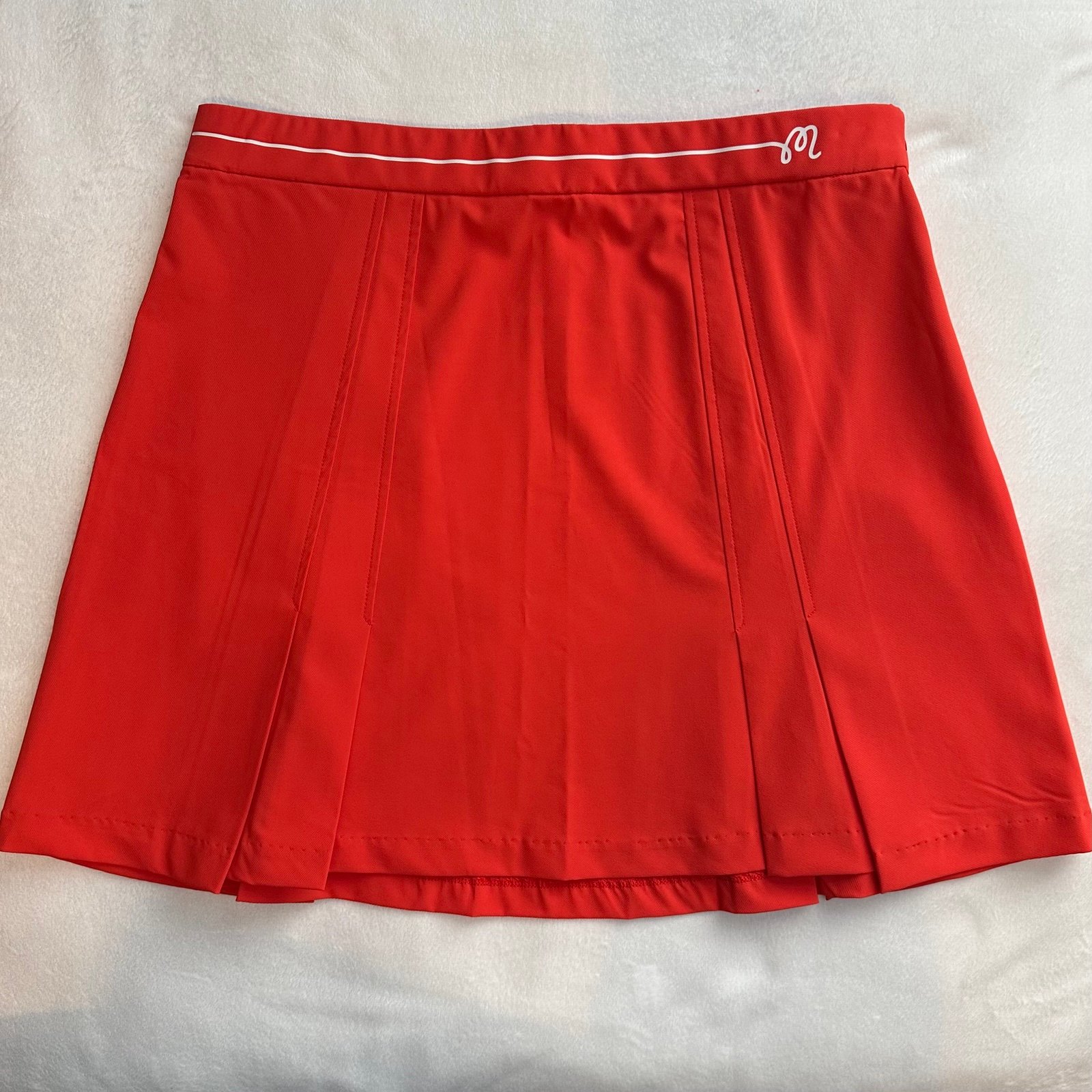 MALBON Womens Frida Golf Skirt pleated bright orange red 8 NWT golfer athletic