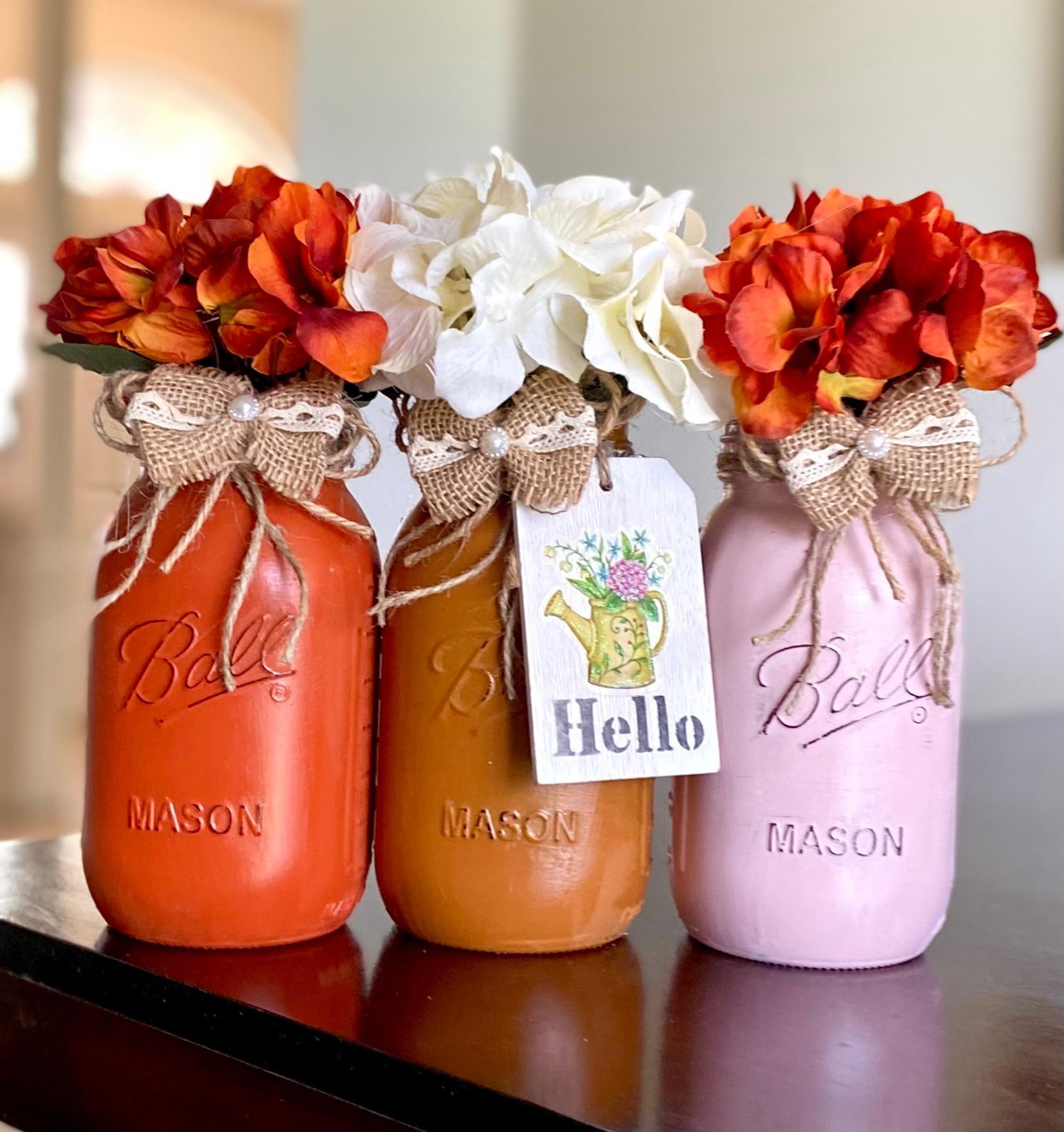 Vintage Boho Chic Jars&Mix Hydrangea Brightening Centerpiece ❤️❤️❤️
