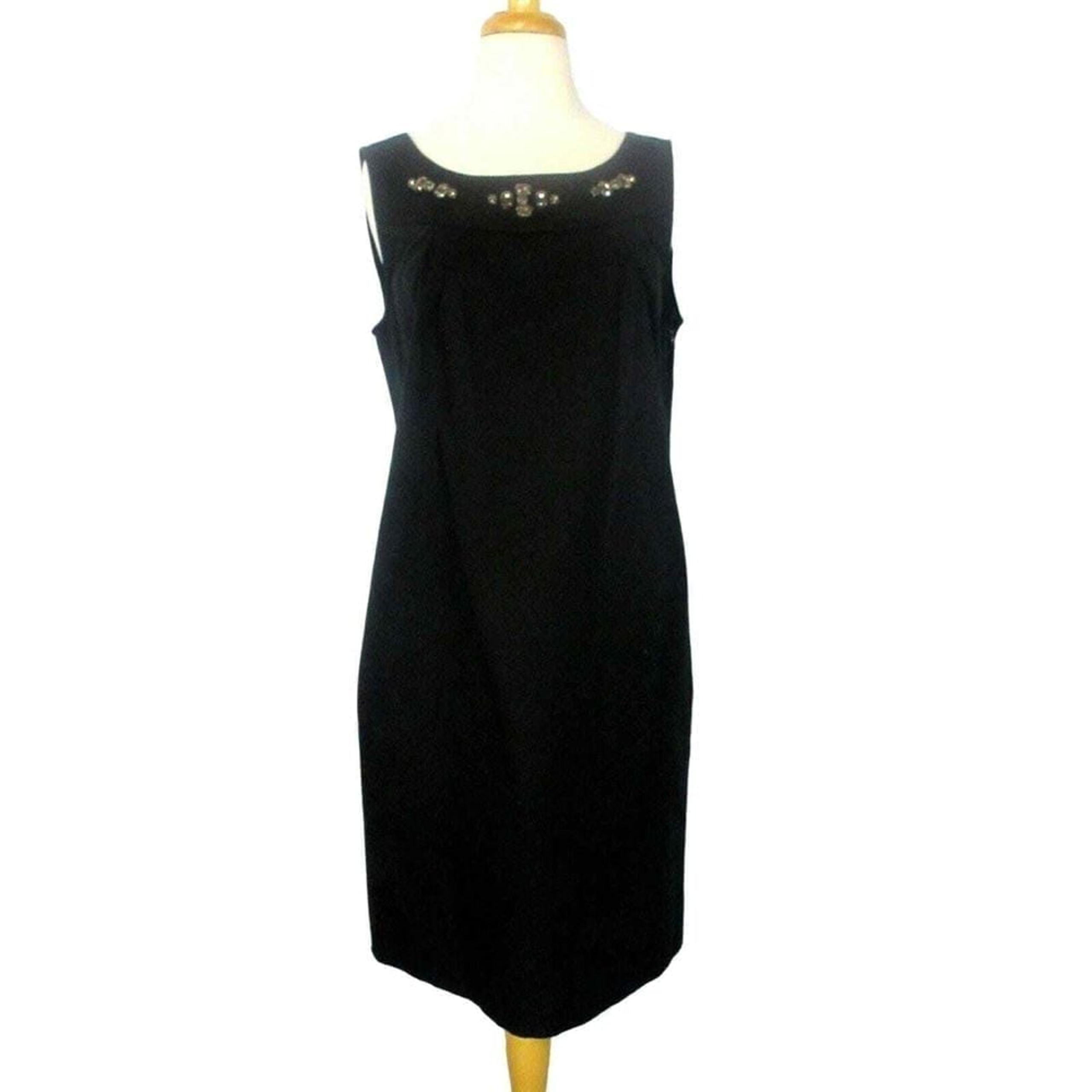 NWT Ann Taylor Women's Sleeveless Sheath Dress Black/Gray Rhinestones Size 10