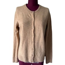 SAKS FIFTH AVENUE Fitted Cashmere Cardigan size XL Tan Button Down