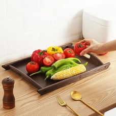 Wooden food tray with handle serving tray
