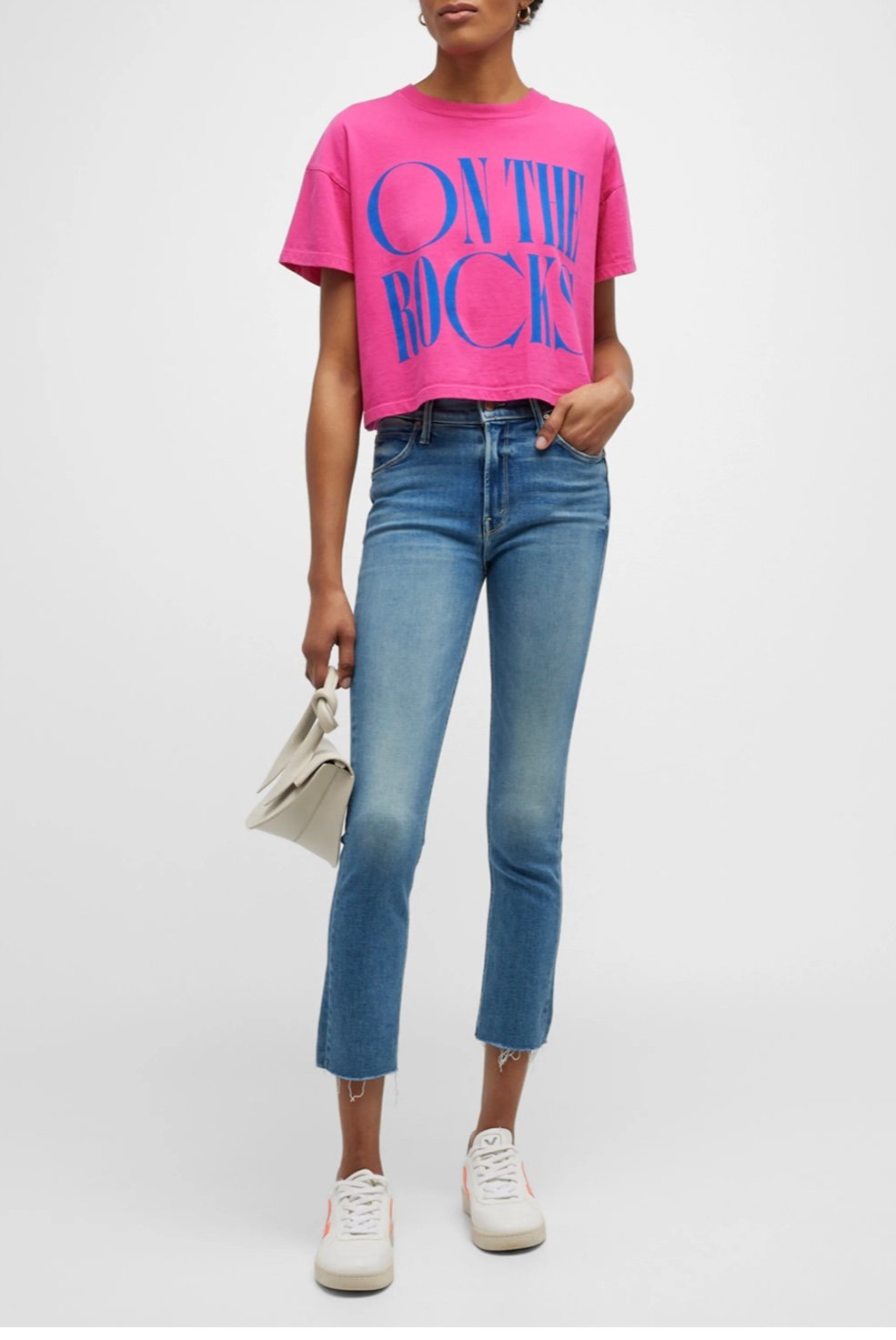 Mother The Dazzler Ankle Fray Cropped Straight Jeans