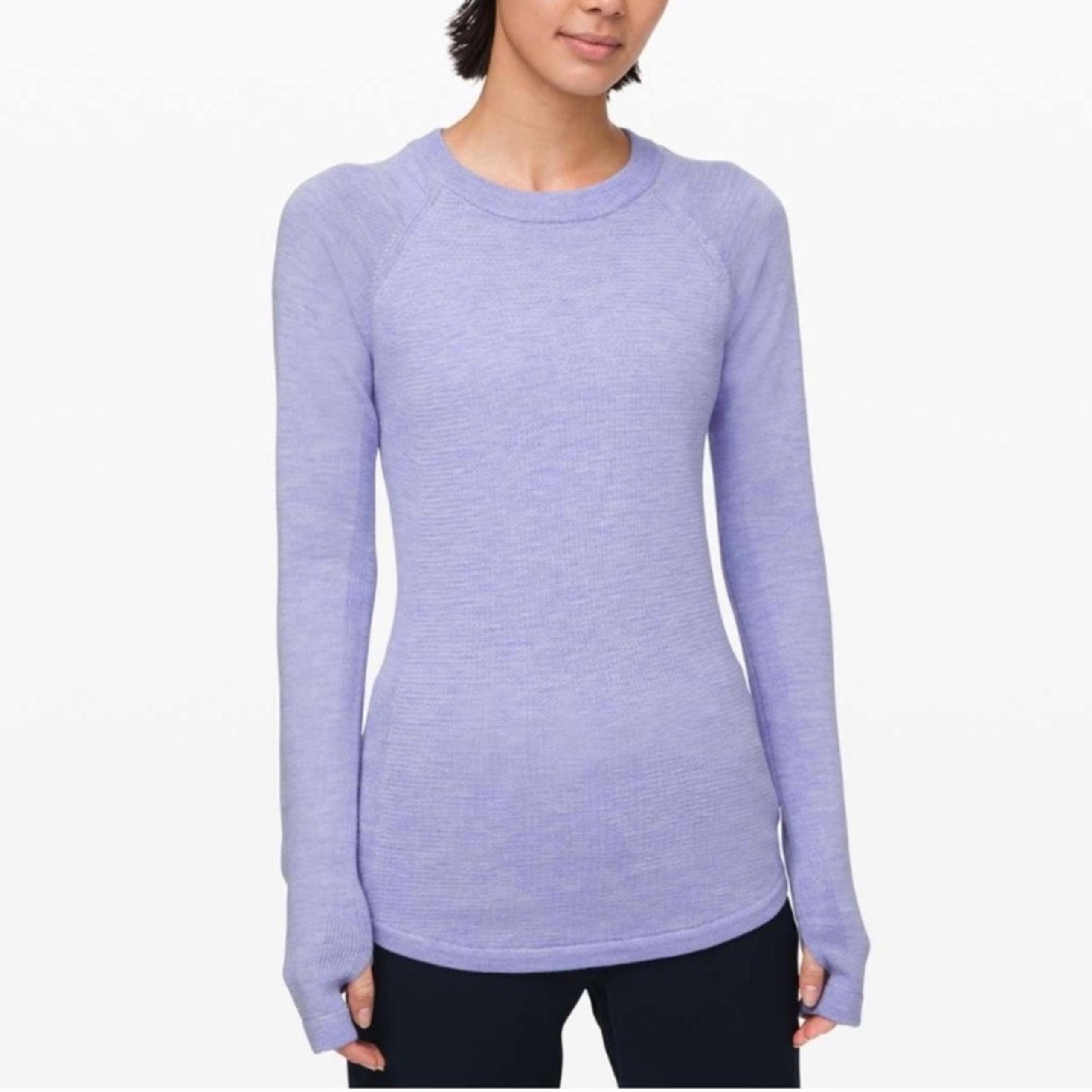 Lululemon Athletica Sit In Lotus Heathered Lilac Crew Neck Cozy Sweater Knit 4