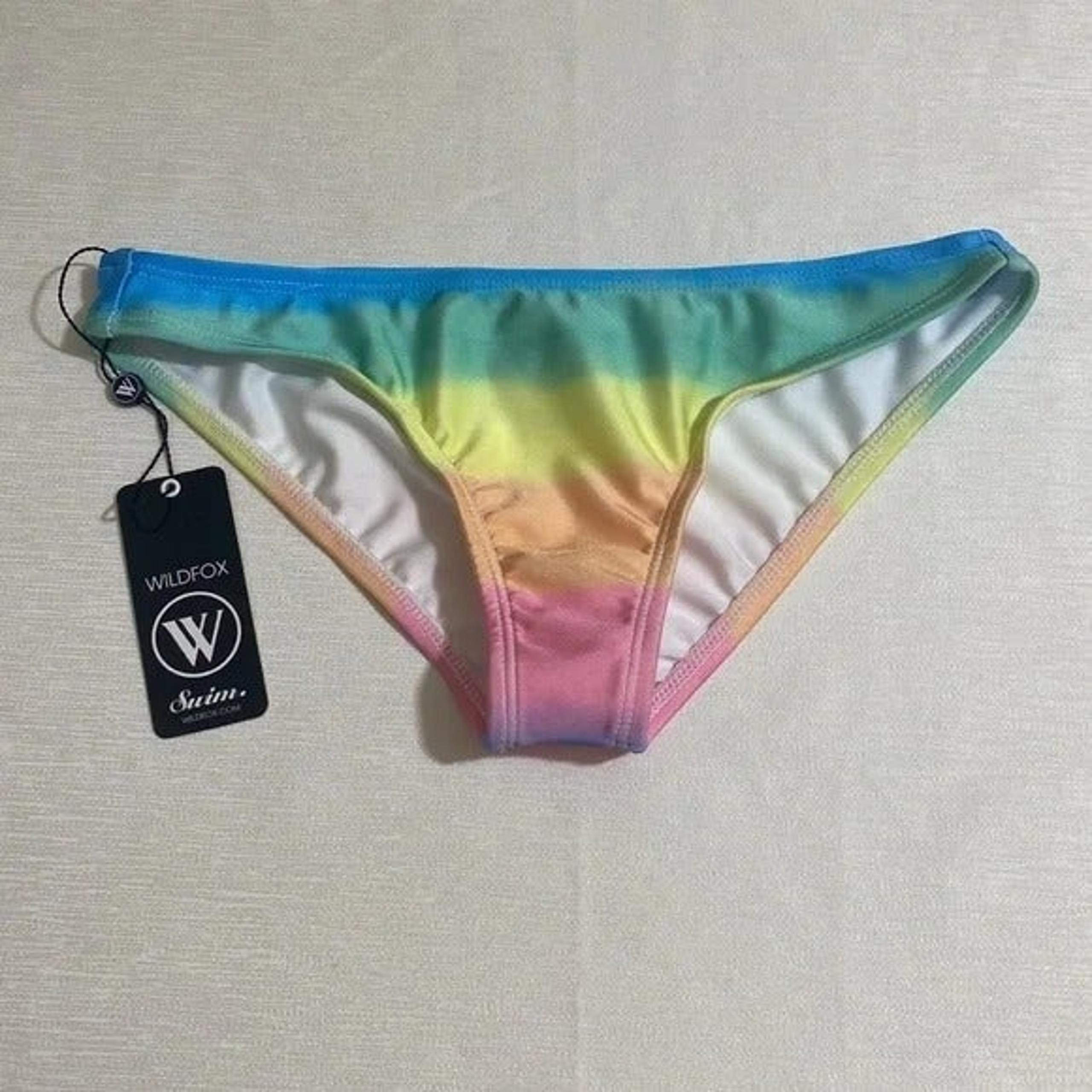 Size S--WILDFOX Women's Pastel Tone Tie-Dye Stripe Print Bikini Bottom