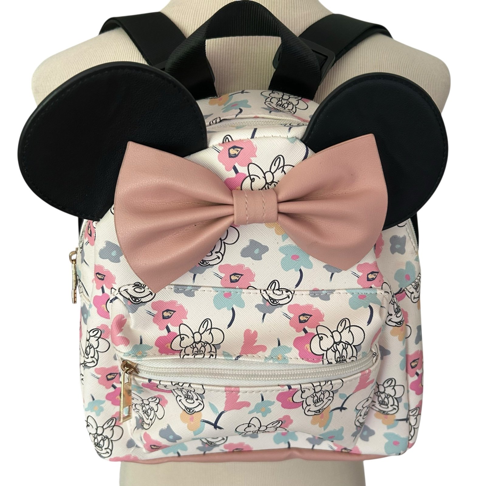 Disney MINNIE MOUSE Bioworld 3D Ears BACKPACK Pink Pastel Mini Gold Blue