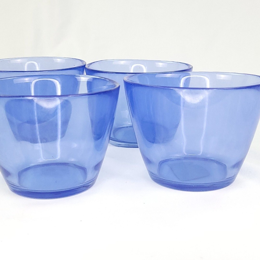 Tumbler/desert bowl set of 4 #15234 IKEA of Sweden blue glass