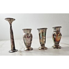 Vintage Pottery Barn Silverplated Vases, Four Pieces