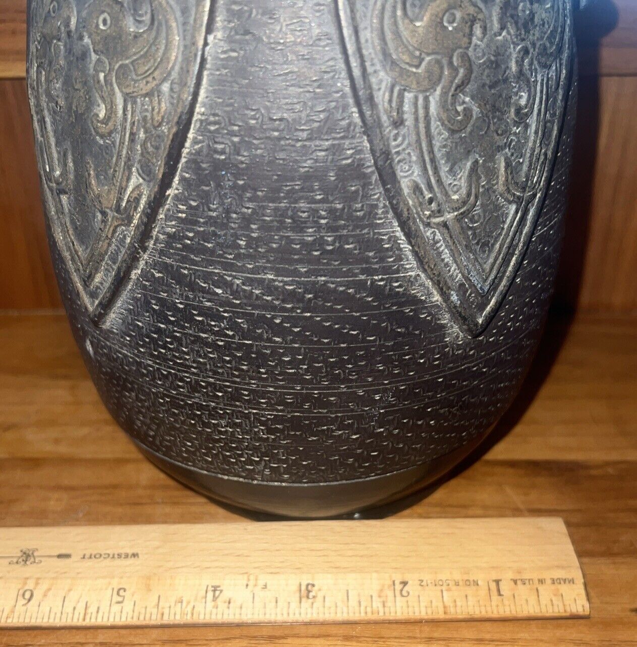 Antique 1920-30s Textured Japanese Tokanabe Red Brown Pottery Vase Urn 9.5”