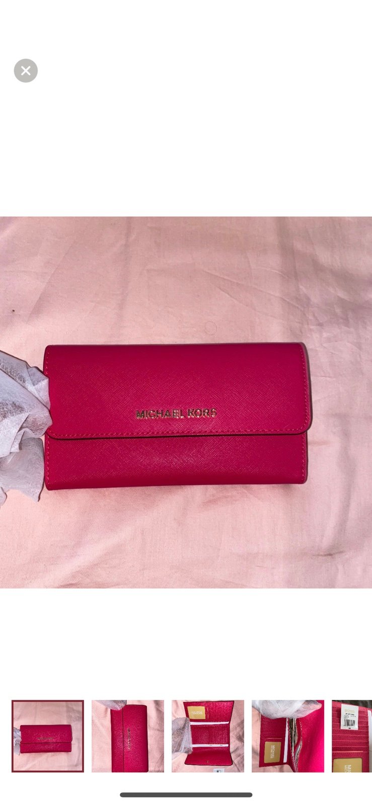 Michael Kors Duffle Jet Set Travel Pebbled Leather Wallet