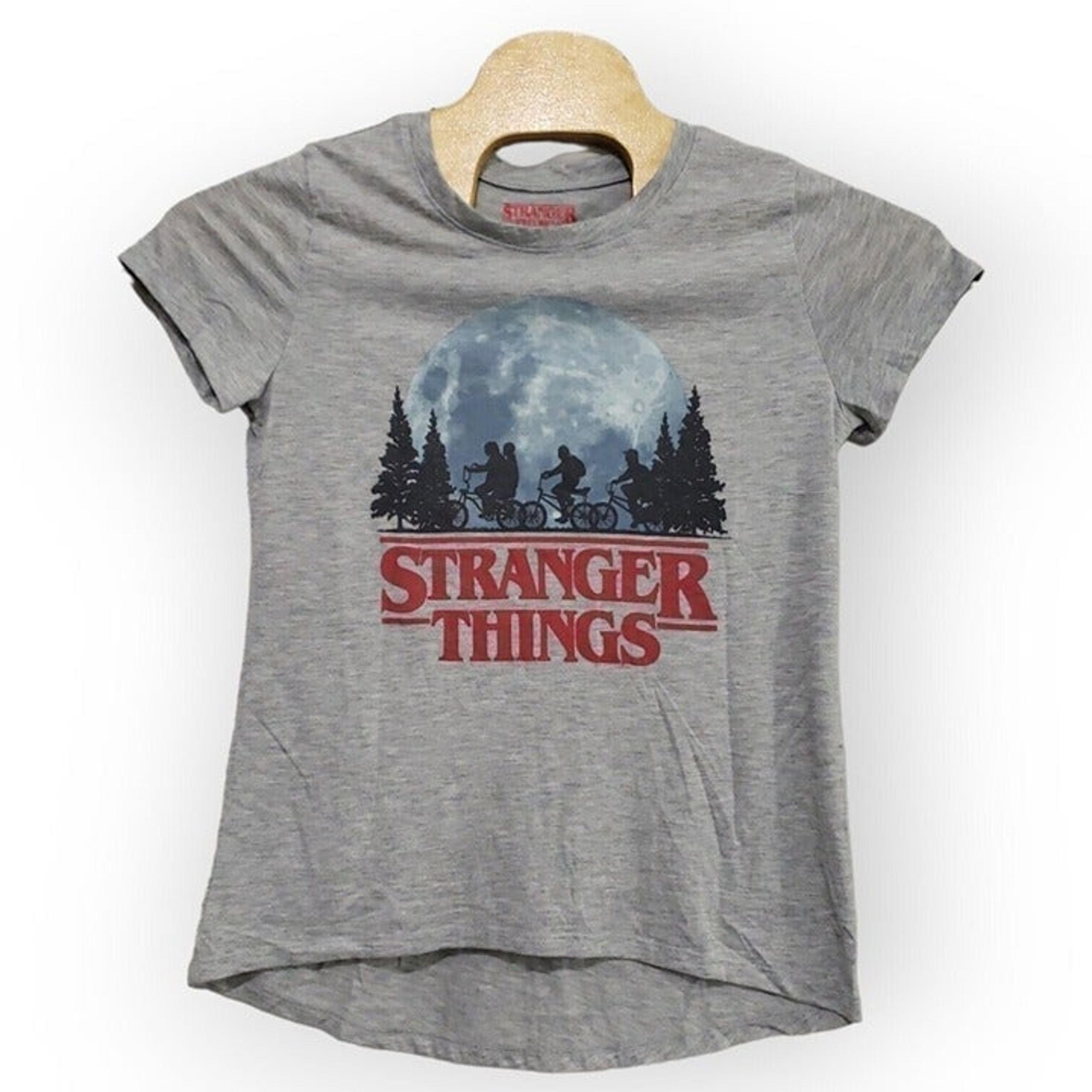 Netflix Stranger Things Womens Large Grey Basic Graphic Tee T-Shirt