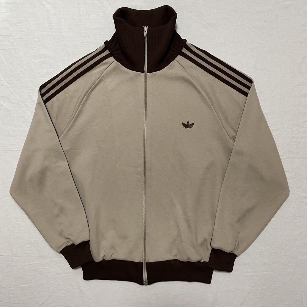 80s Old Adidas Descente Made Track Jacket Beige Brown