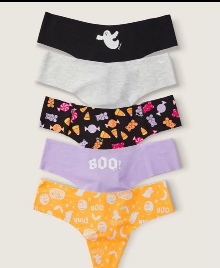 Victoria's Secret Halloween 5 pack No Show thong Ghost Boo Bat Candy corn pumpki