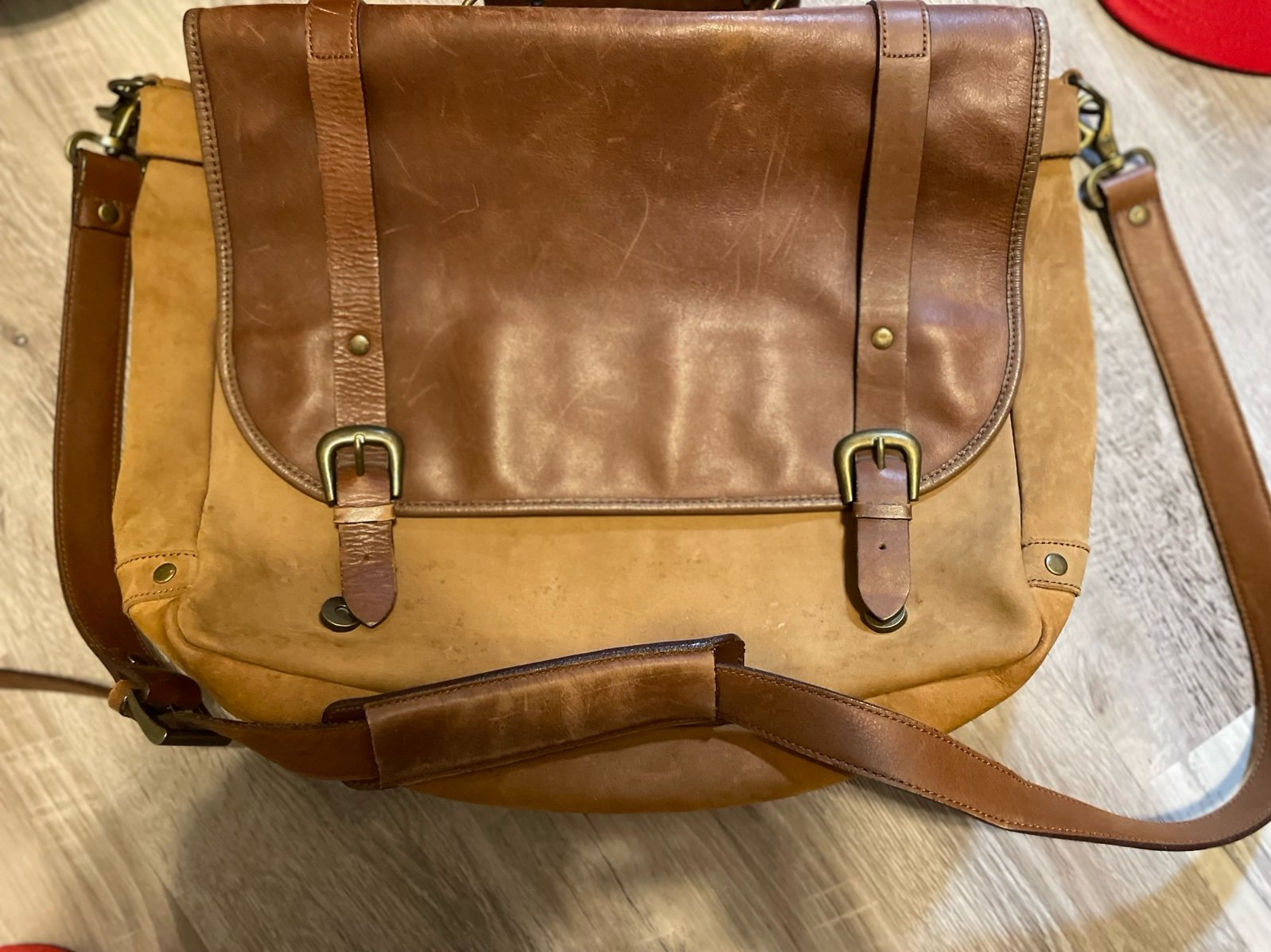 Vintage leather messenger bag