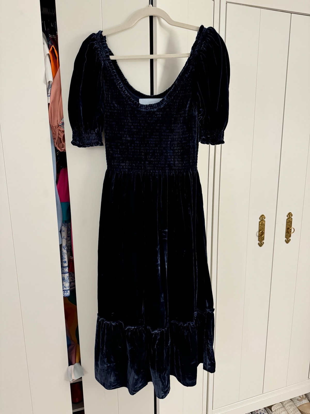 NWOT Hill House Navy Velvet Louisa Dress
