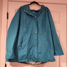 Susan Graver blue floral lined rain jacket